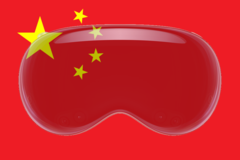 El casco Apple Vision Pro saldrá a la venta en China a finales de este año. (Imagen vía Apple y Wikimedia Commons, con modificaciones)