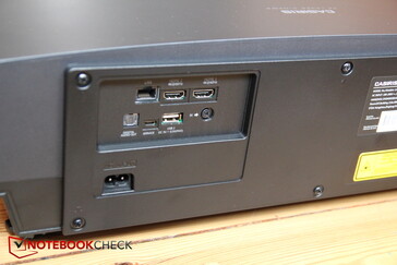 Trasera: LAN, 2x HDMI, dig. Salida de audio, USB-C, USB-A, enchufe de alimentación