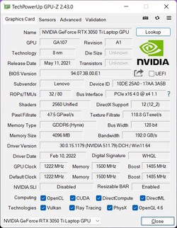 GPU-Z GeForce RTX 3050 Ti