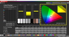 CalMAN ColorChecker (perfil: P3, espacio de color de destino P3)