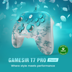 La GameSir T7 Pro presenta una carcasa mate con motivos florales y un diseño semitransparente (Fuente de la imagen: GameSir)