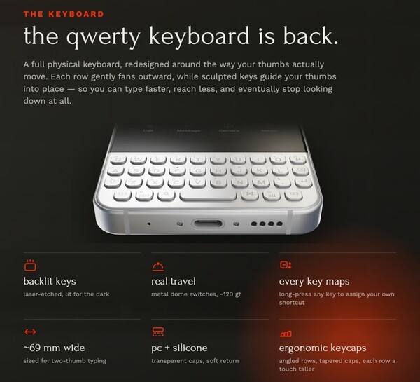 El Minimal Phone 2 cuenta con un teclado QWERTY retroiluminado mejorado.