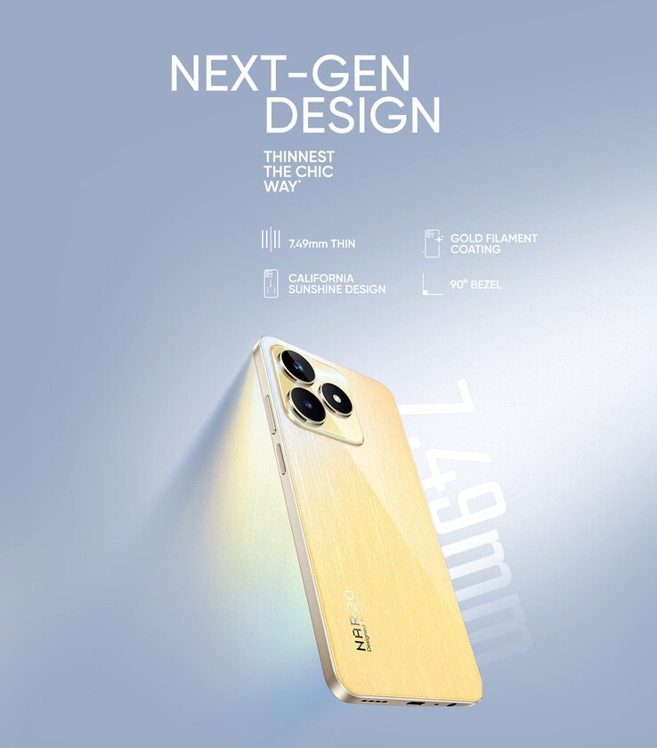 Realme promociona el nuevo diseño del N53. (Fuente: Realme)