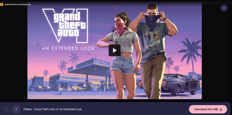 El vídeo de juego «Extended Look» de 26 minutos de duración de GTA 6 ya está disponible como descarga directa de 14,2 GB.