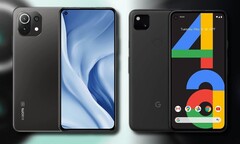 El Xiaomi Mi 11 Lite 5G (L) obtuvo la misma puntuación que el Google Pixel 4a (R) en los benchmarks de cámara. (Fuente de la imagen: Xiaomi/Google - editado)