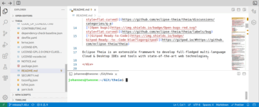 Los archivos del proyecto actual pueden abrirse en el terminal haciendo clic en el nombre del archivo (Imagen: EclipseSource).