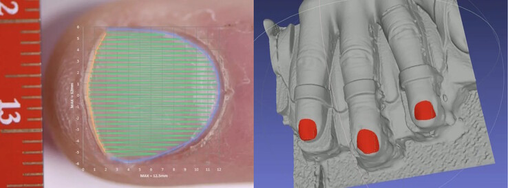 El 10 utiliza la tecnología de detección de imágenes AI y 5 cámaras para identificar cada uña para pintarla y recortarla con una precisión de 0,016 pulgadas (0,4 mm). (Fuente: 10Beauty)