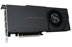 El Gigabyte GeForce RTX 3090 TURBO 24G es un soplador y una tarjeta de doble ranura. (Fuente de la imagen: Gigabyte)