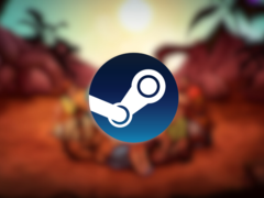La historia de Dead in Bermuda comienza con un accidente aéreo que deja a ocho supervivientes varados en una isla misteriosa. En la imagen: ilustración del juego con el logotipo de Steam superpuesto. (Fuente de la imagen: Steam)