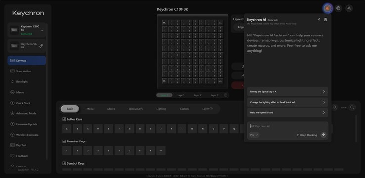 Las 100 teclas se pueden programar a través de una aplicación web.