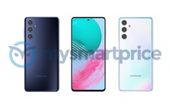 El Galaxy M54 estará disponible a finales de este año en estilos contrastados. (Fuente de la imagen: MySmartPrice)