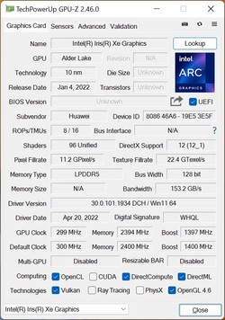 GPU-Z Gráficos Intel Xe G7