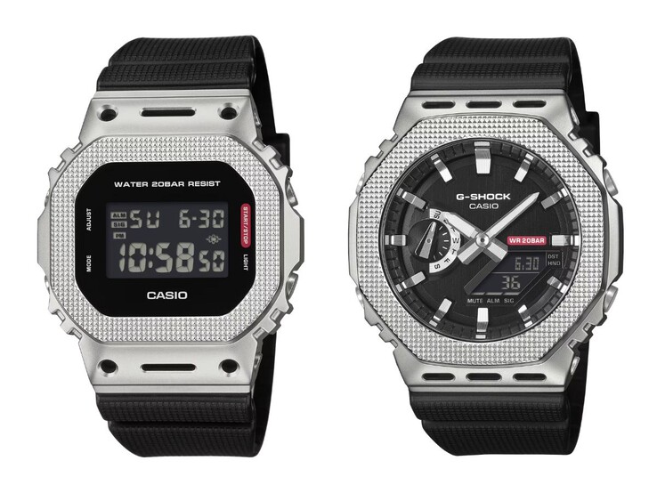 El Casio G-Shock GM-5600M-1 (izquierda) y el GM-2100M-1A (derecha). (Fuente de la imagen: Casio, editado)