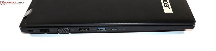 Izquierda: Cerradura Kensington, Ethernet RJ45, VGA, HDMI, USB 3.0 Tipo A, USB 3.1 Gen 1 Tipo C
