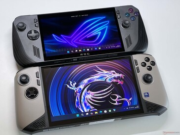 MSI Claw 8 AI+ (abajo) vs. Asus ROG Ally X (arriba)