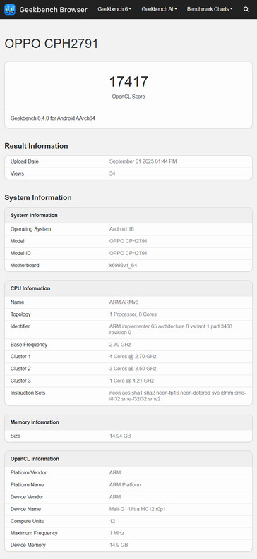 (Fuente de la imagen: Geekbench)