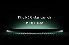 Oppo lanzará el Find N3 a nivel mundial el 19 de octubre. (Fuente de la imagen: Oppo - traducido)