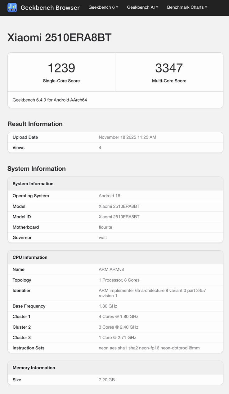 (Fuente de la imagen: Geekbench)
