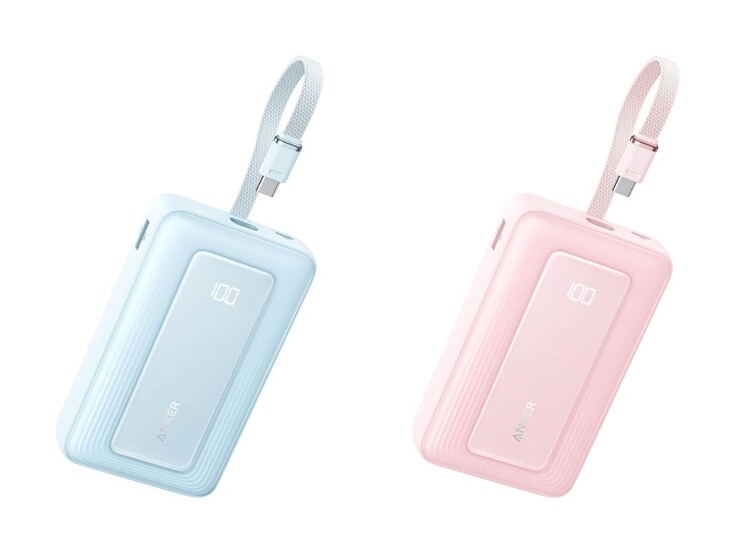 Las versiones azul (izquierda) y rosa (derecha) del Anker Zolo Power Bank (20K, 45W). (Fuente de la imagen: Anker)