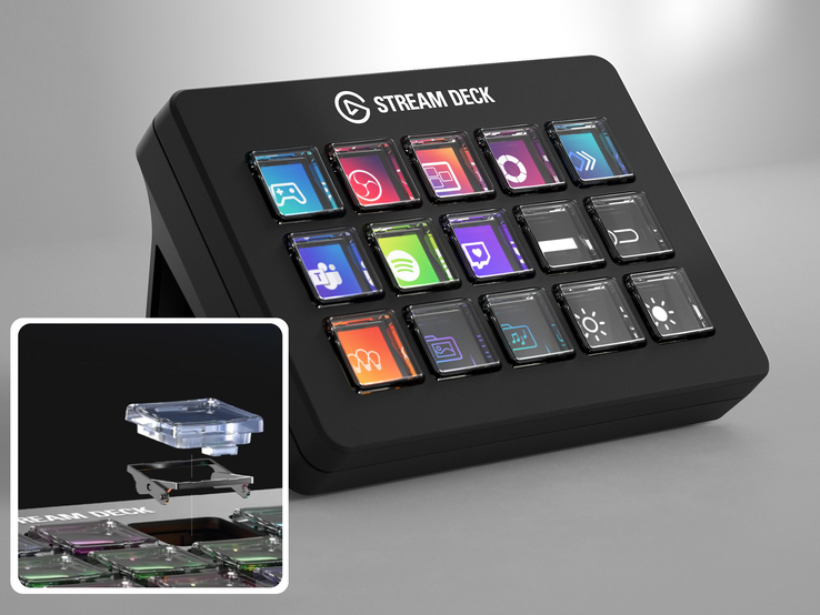 La Stream Deck con interruptor de tijera (en la imagen) se vende al mismo precio que la versión clásica. (Fuente de la imagen: Elgato)
