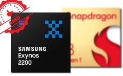La alianza entre Samsung y AMD puede haber dado sus frutos en el rendimiento de la GPU del Exynos 2200. (Fuente de la imagen: Samsung/Qualcomm/designevo - editado)