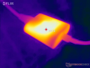 El adaptador de CA puede alcanzar más de 36 C cuando se ejecutan cargas exigentes