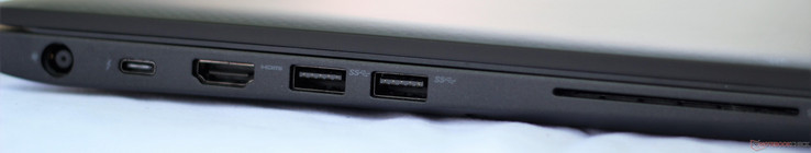Izquierda: DC in, USB-C con Thunderbolt 3, HDMI 1.4, USB 3.1 (Gen 1) tipo A, tarjeta inteligente