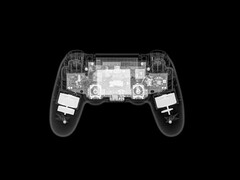 Una imagen de rayos X de un mando de PlayStation 3 con los componentes internos visibles