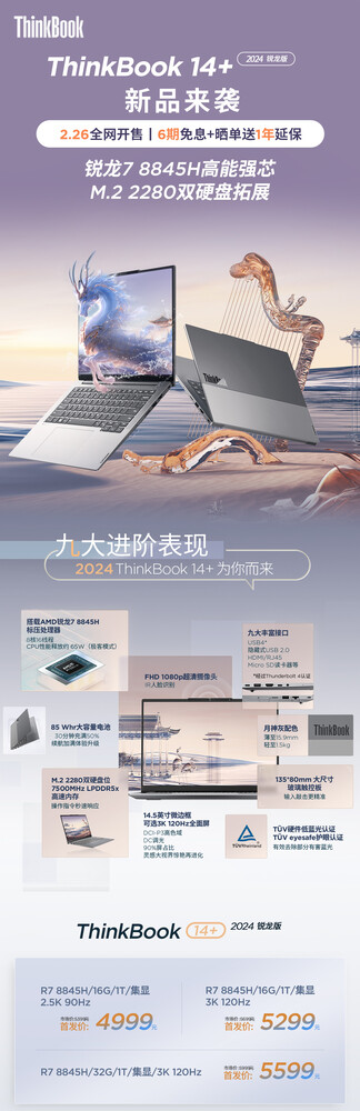 2024 Fotografía promocional del Lenovo ThinkBook 14+ Ryzen (Fuente de la imagen: Lenovo)