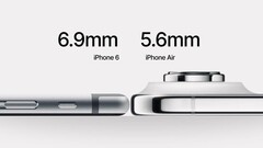 iPhone Air: Apple&#039;s thinest phone ever doesn&#039;t seem so thin compared to the iPhone 6, but it&#039;s likely much more robust. (Fuente de la imagen: Reddit)