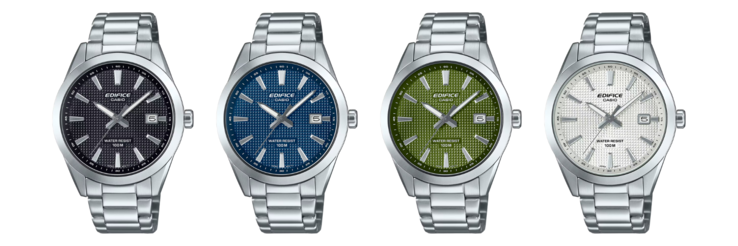 De izquierda a derecha: los relojes Casio EFV-160D-1AV, EFV-160D-2AV, EFV-160D-3AV y EFV-160D-7AV. (Fuente de la imagen: Casio, edite)