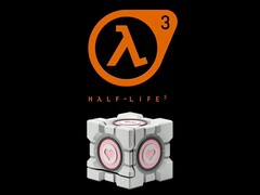 Cubo Compañero lastrado de Dbrand que se ve debajo del logotipo de Half-Life 3