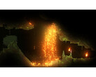 Una captura de pantalla de Noita que muestra el sistema de destrucción elemental del juego. (Fuente de la imagen: Steam)