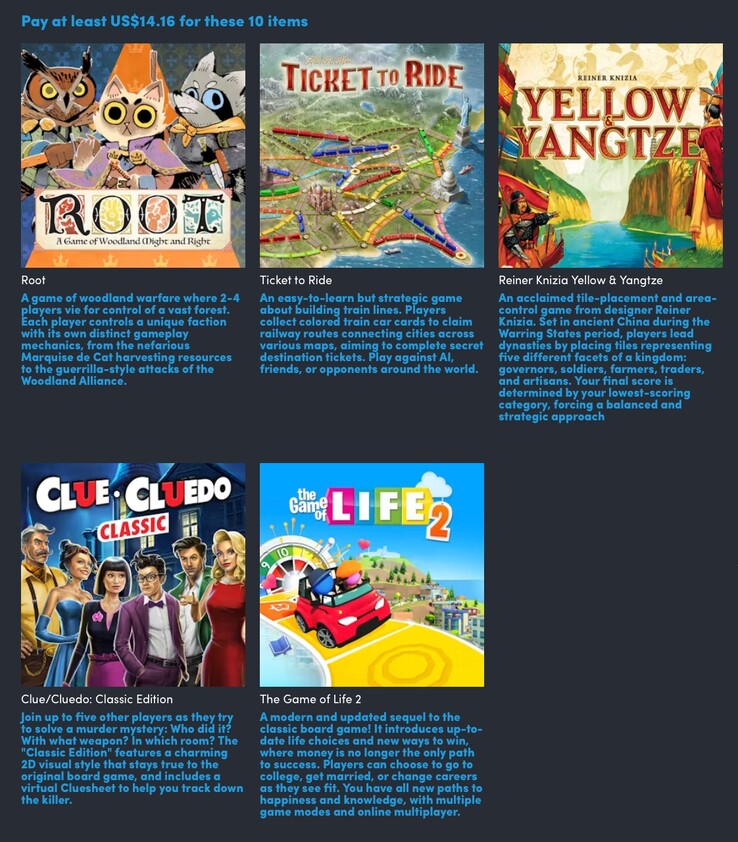 Los cinco juegos adicionales que se desbloquearán previo pago de 14,16 $. (Fuente de la imagen: Humble Bundle)