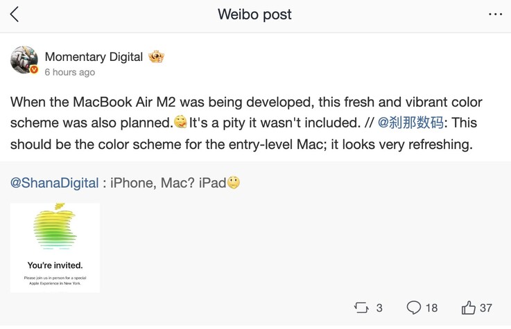 Instant Digital afirma que Apple había considerado lanzar el MacBook Air M2 con varias opciones de color, como se había rumoreado en repetidas ocasiones.