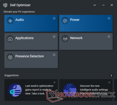 Página de inicio de Dell Optimizer