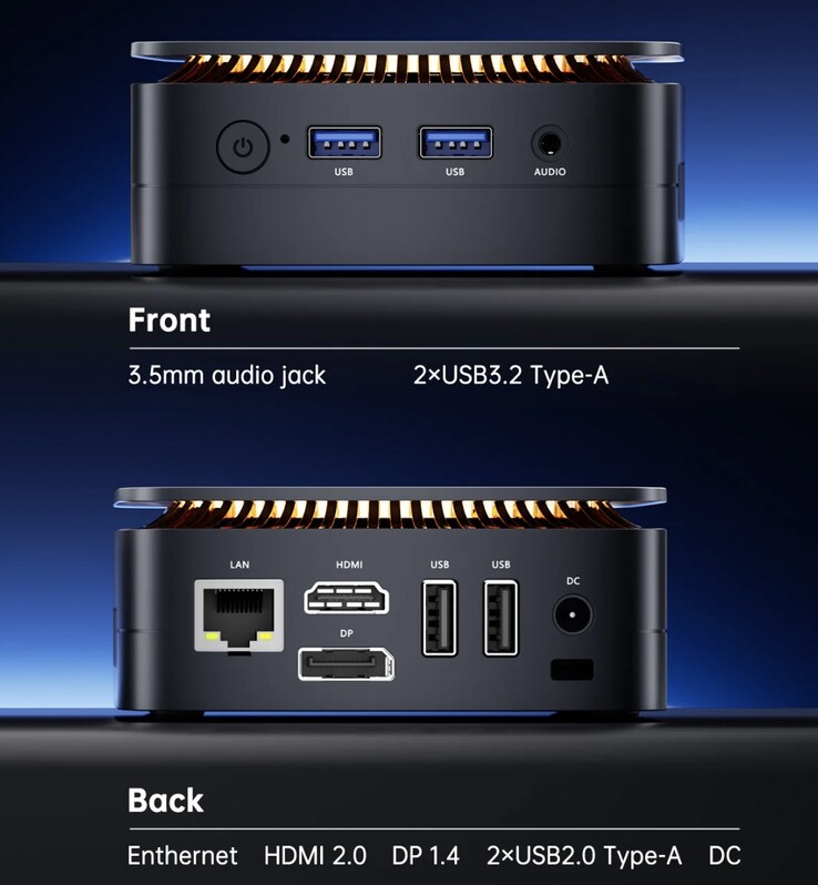 El mini PC Kamrui Essenx E1 ofrece una selección decente de puertos. (Fuente de la imagen: Kamrui)