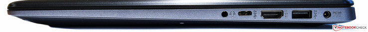 Derecha: audio-combo, USB tipo-C, puerto HDMI, USB 3.0, puerto de alimentación