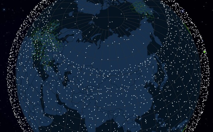 Posiciones de los satélites Starlink. (Fuente de la imagen: satellitemap.space)