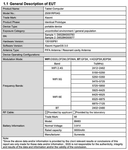 La certificación revela detalles de la Xiaomi Pad 8 Pro global. (Fuente de la imagen: certificación de la FCC)