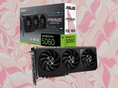 La Asus Prime GeForce RTX 5060 es un modelo overclockeado con un reloj boost de 2.595 MHz. (Fuente de la imagen: Asus, Unsplash, editado)