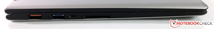 Left side: Power/USB 2.0, USB 3.0, mini-HDMI, SD-card reader