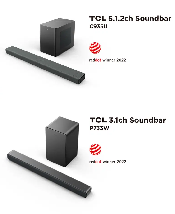 2 nuevas barras de sonido TCL y sus subwoofers. (Fuente: TCL)