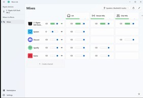 Fuentes (hardware/software) a la izquierda, asignadas a mezclas a la derecha