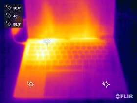 Temperaturas superficiales durante la prueba de estrés (cara superior)
