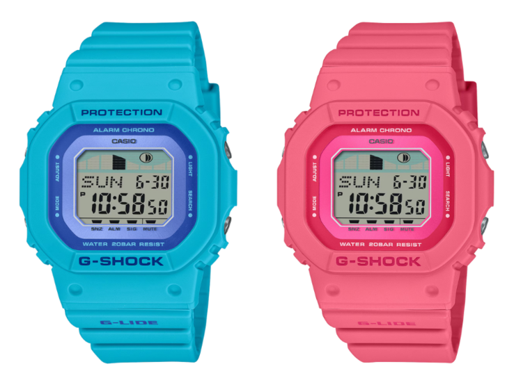 Los relojes de surf Casio GLX-S5610-2 (izquierda) y GLX-S5610-4 (derecha). (Fuente de la imagen: Casio)