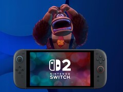 Un agraviado Donkey Kong detrás de la consola Switch 2 (Fuente de la imagen: Nintendo of America con ediciones)