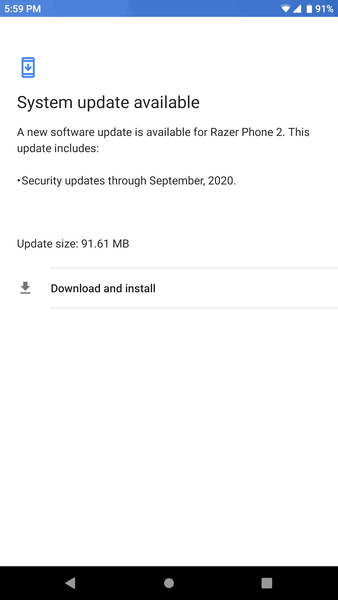 El Razer Phone 2 puede haber recibido los parches de seguridad de septiembre de 2020, pero permanece en el Android 9.0 Pie. (Fuente de la imagen: r/razerphone)