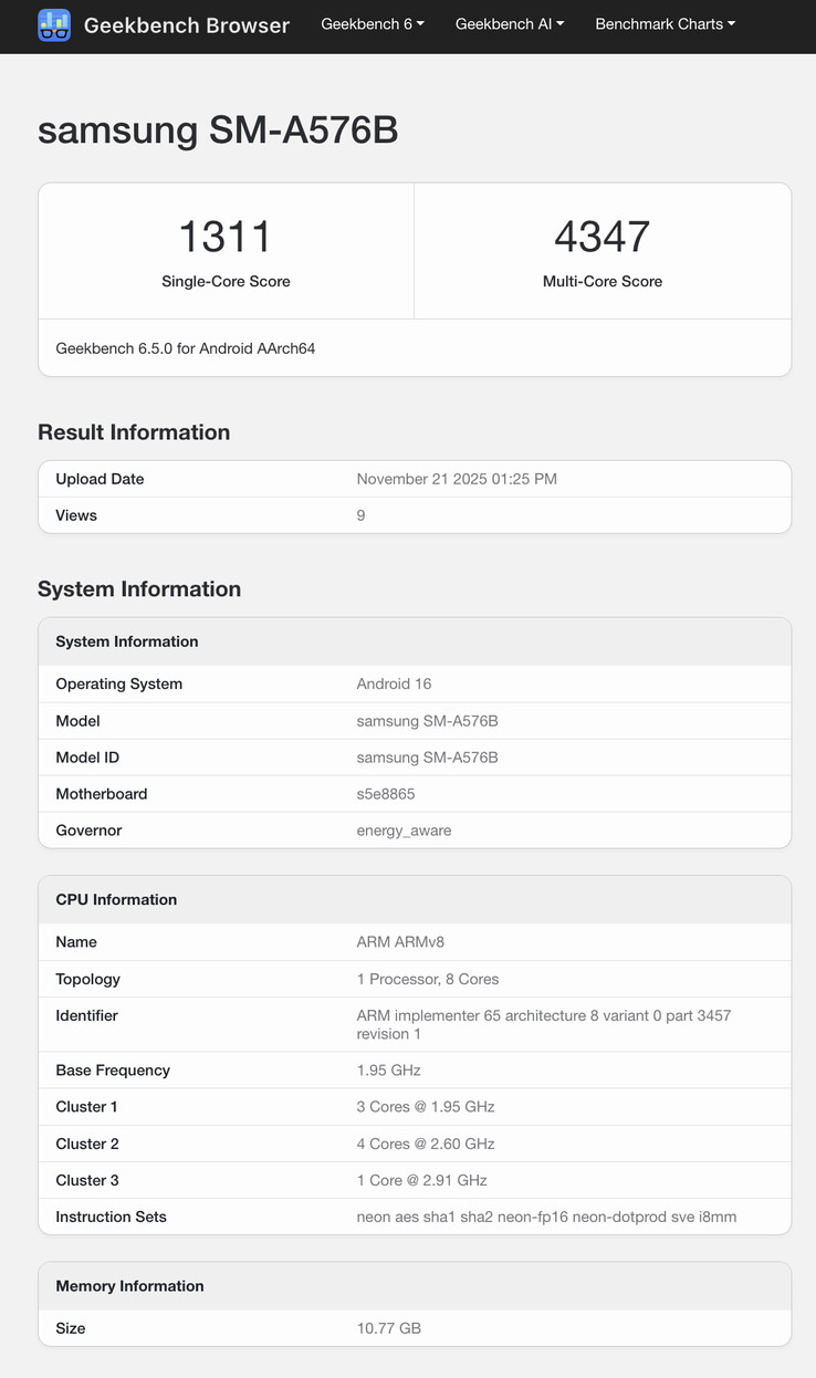 (Fuente de la imagen: Geekbench)