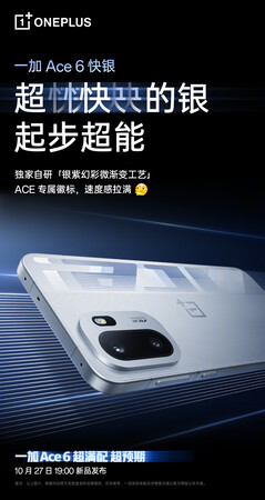 El OnePlus Ace 6 en color Quick Silver. (Fuente de la imagen: OnePlus)